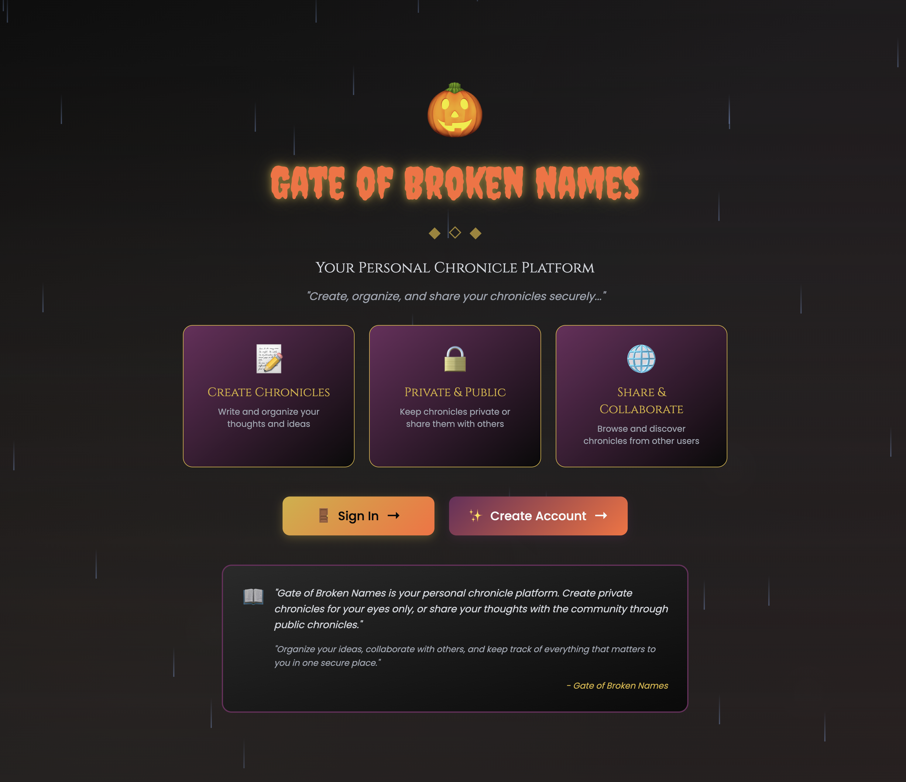 Gate of Broken Names - Home Page