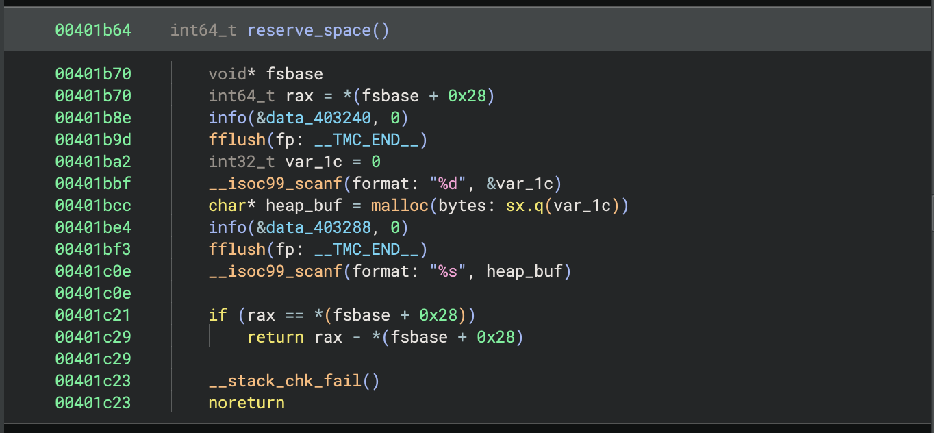 Rookie Salvation - `reserve_space` function